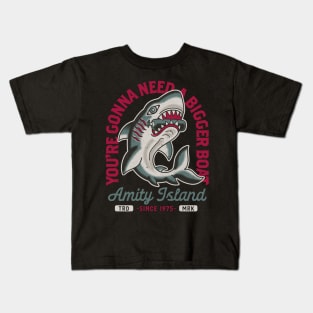 Amity Island - Old School Traditional Tattoo Shark - A Bigger Boat Kids T-Shirt